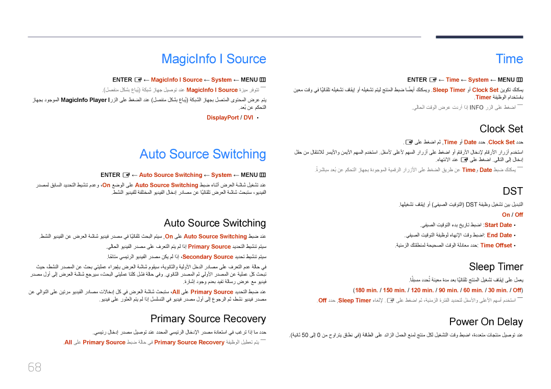 Samsung LH46UDECLBB/NG, LH55UDEBLBB/NG, LH46UDEBLBB/UE, LH46UDEBLBB/NG manual MagicInfo I Source, Auto Source Switching, Time 