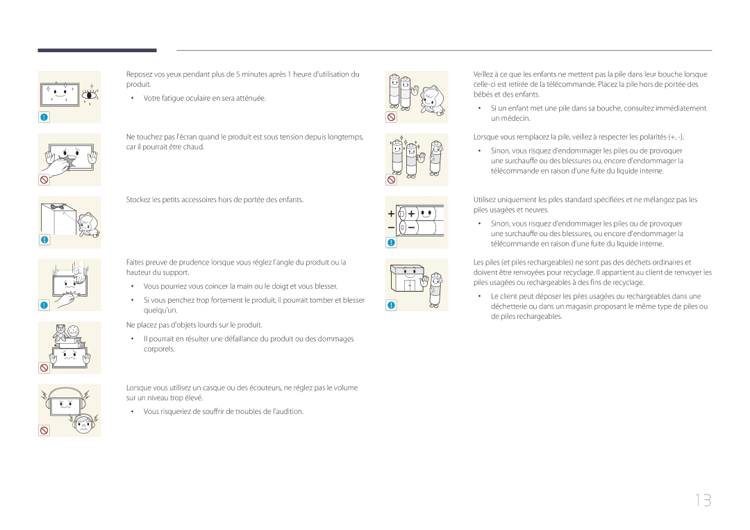 Samsung LH46UDEPLBB/EN manual Quelquun, Ne placez pas dobjets lourds sur le produit, Corporels, Sur un niveau trop élevé 