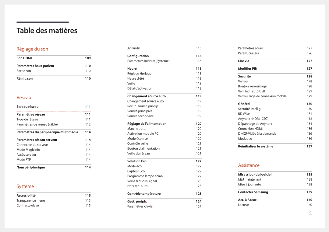 Samsung LH55UDEPLBB/EN, LH46UDEPLBB/EN manual Réglage du son 