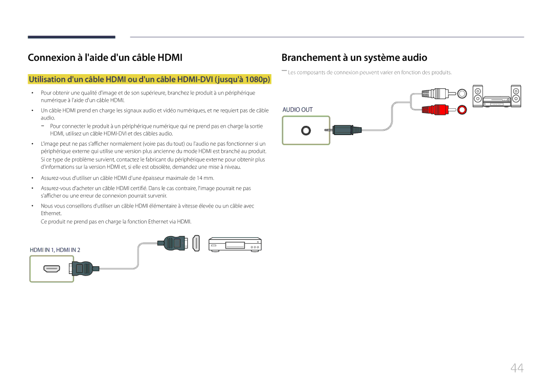 Samsung LH55UDEPLBB/EN, LH46UDEPLBB/EN manual Audio OUT 