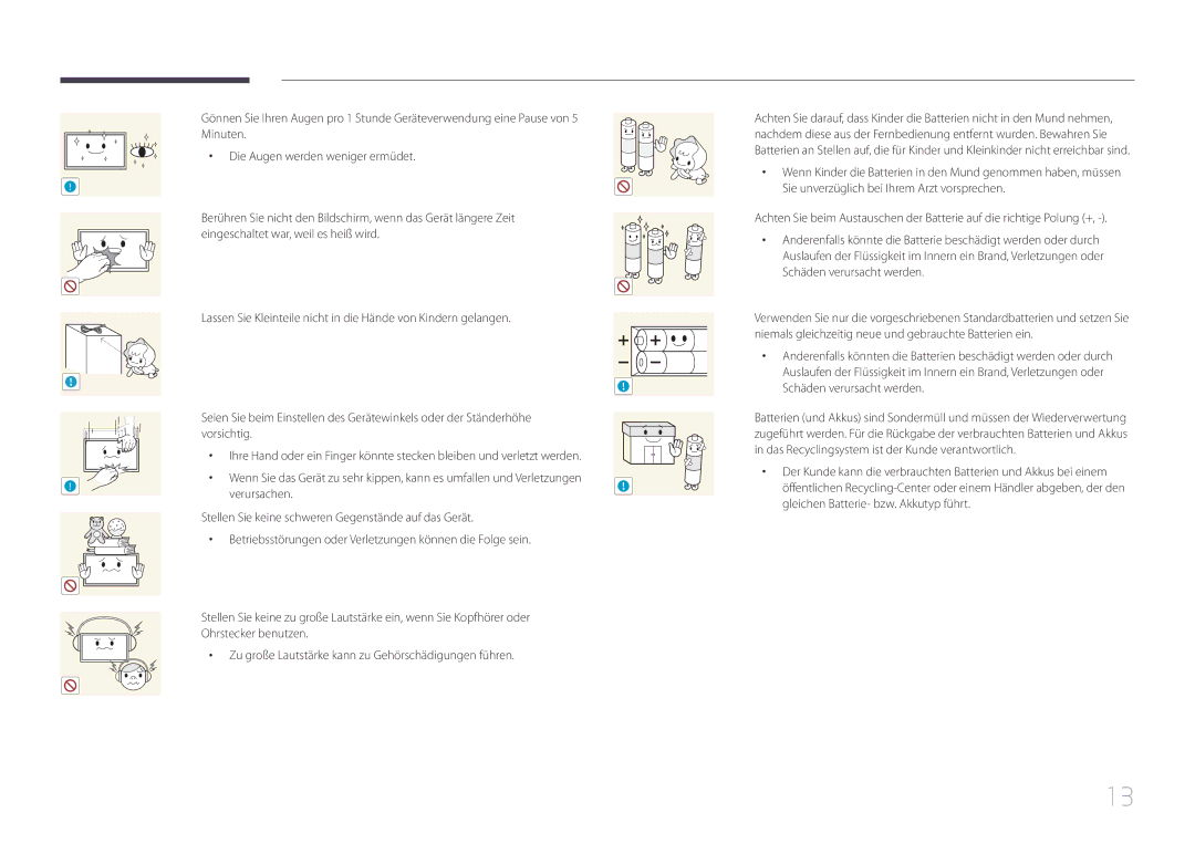 Samsung LH46UDEPLBB/EN, LH55UDEPLBB/EN manual Verursachen, Stellen Sie keine schweren Gegenstände auf das Gerät 