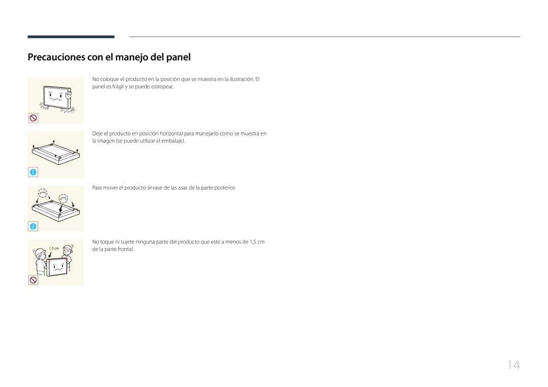 Samsung LH55UDEPLBB/EN, LH46UDEPLBB/EN manual Precauciones con el manejo del panel 