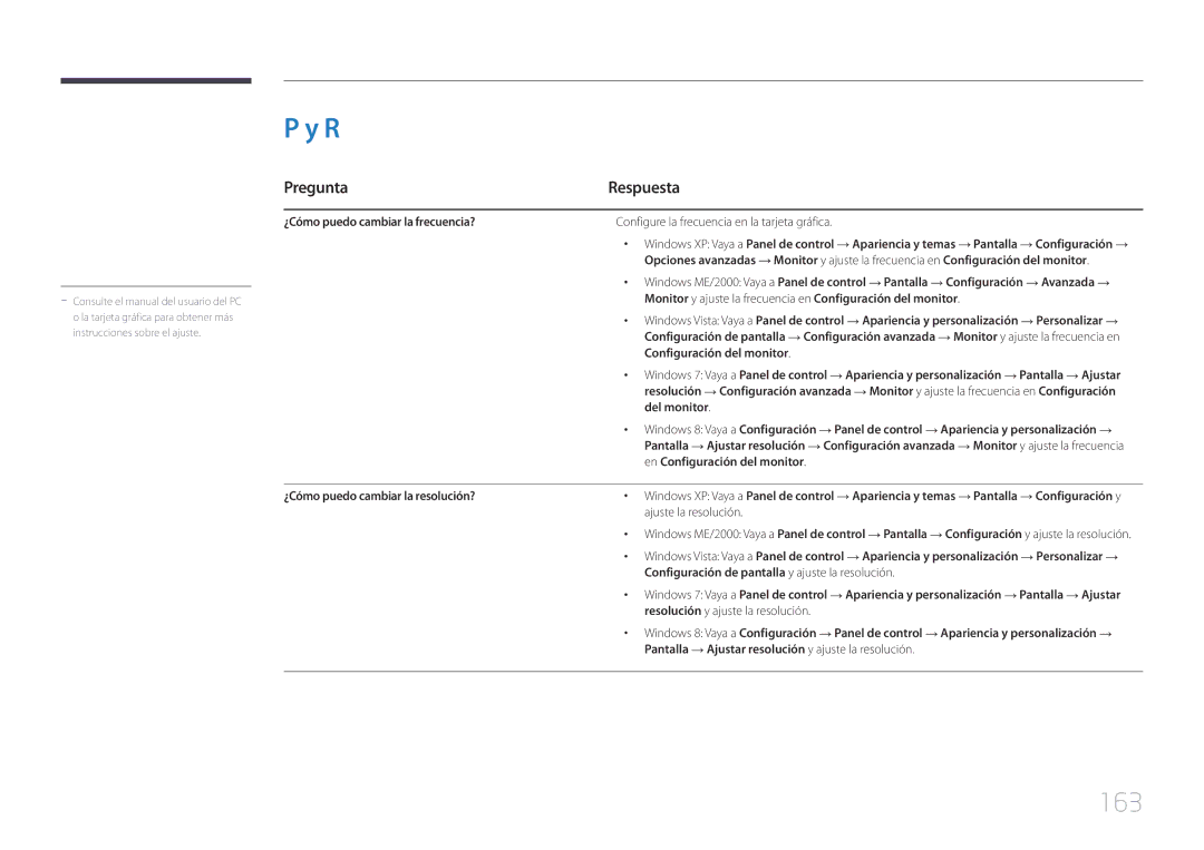 Samsung LH46UDEPLBB/EN, LH55UDEPLBB/EN manual 163, Pregunta Respuesta 