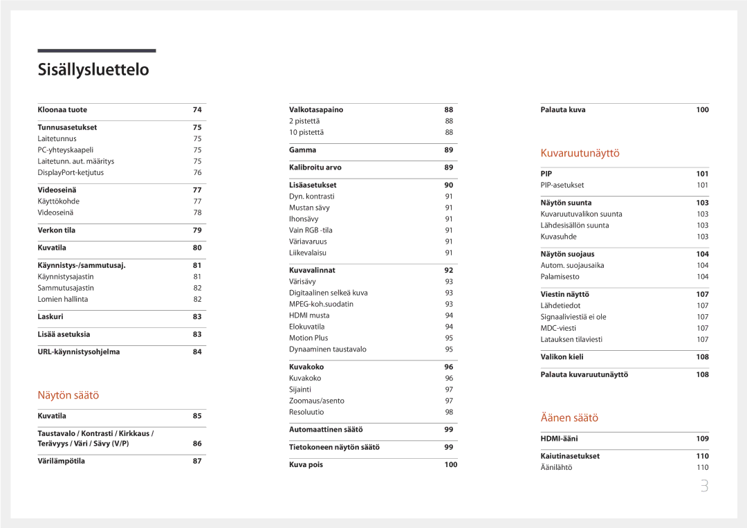 Samsung LH55UDEPLBB/EN manual Äänen säätö 