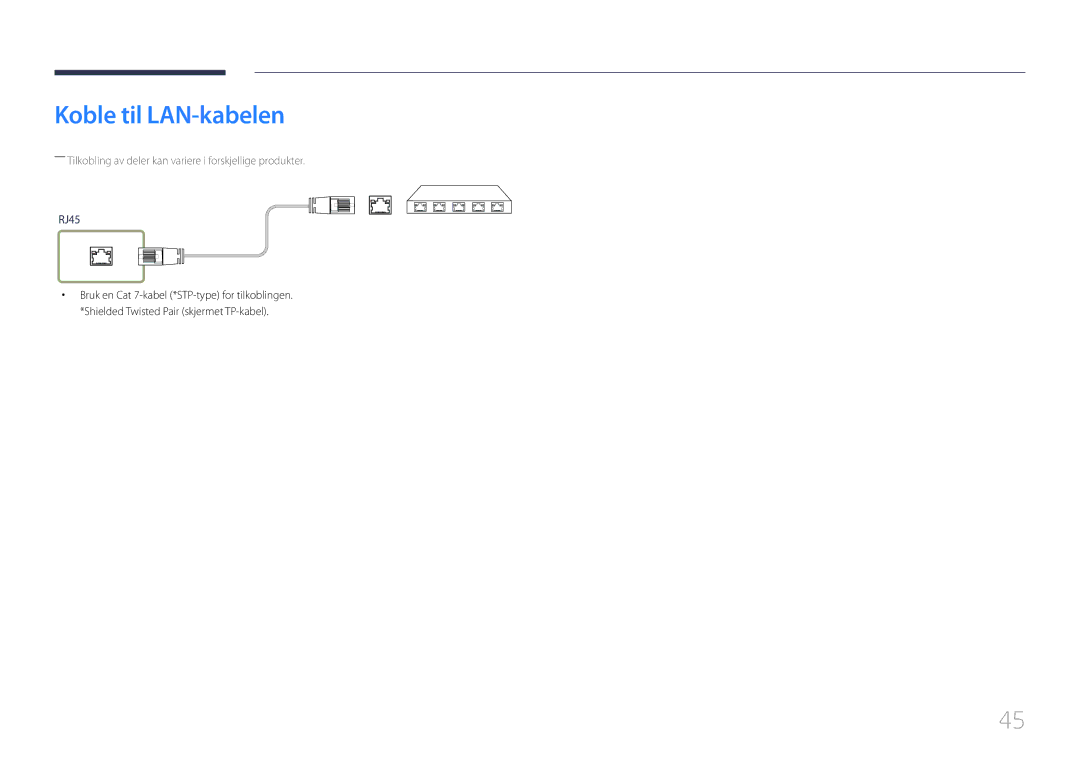 Samsung LH55UDEPLBB/EN manual Koble til LAN-kabelen 