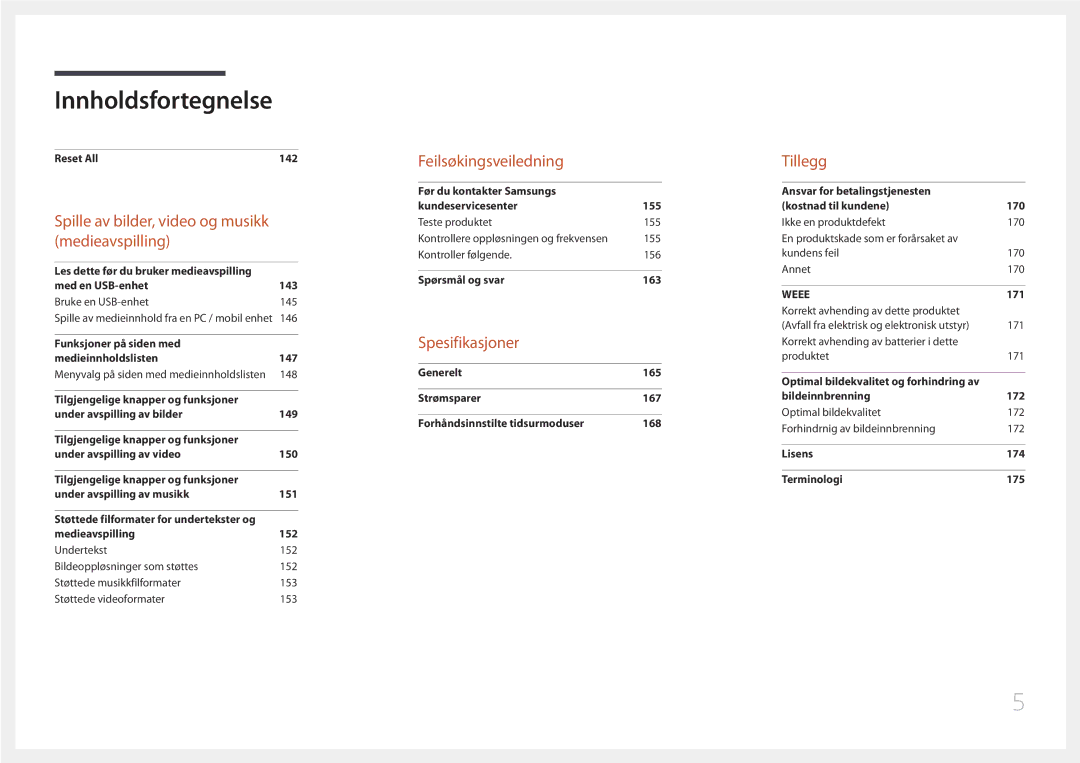 Samsung LH55UDEPLBB/EN manual Spesifikasjoner 