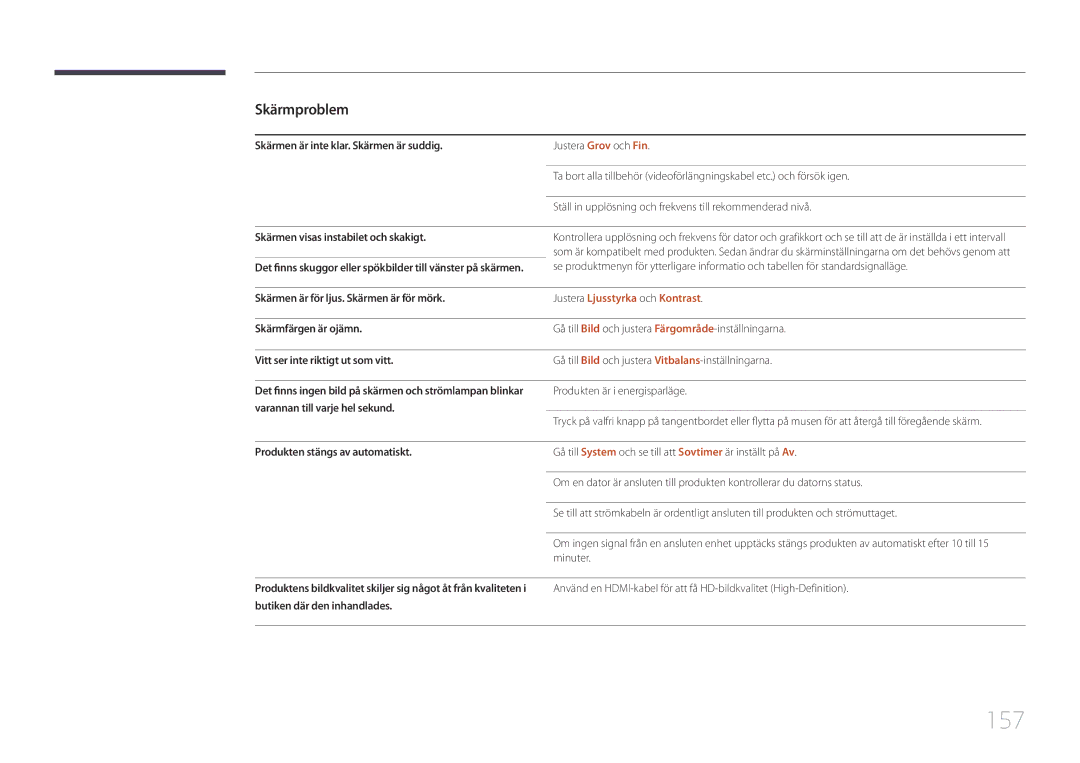 Samsung LH55UDEPLBB/EN manual 157, Justera Ljusstyrka och Kontrast 