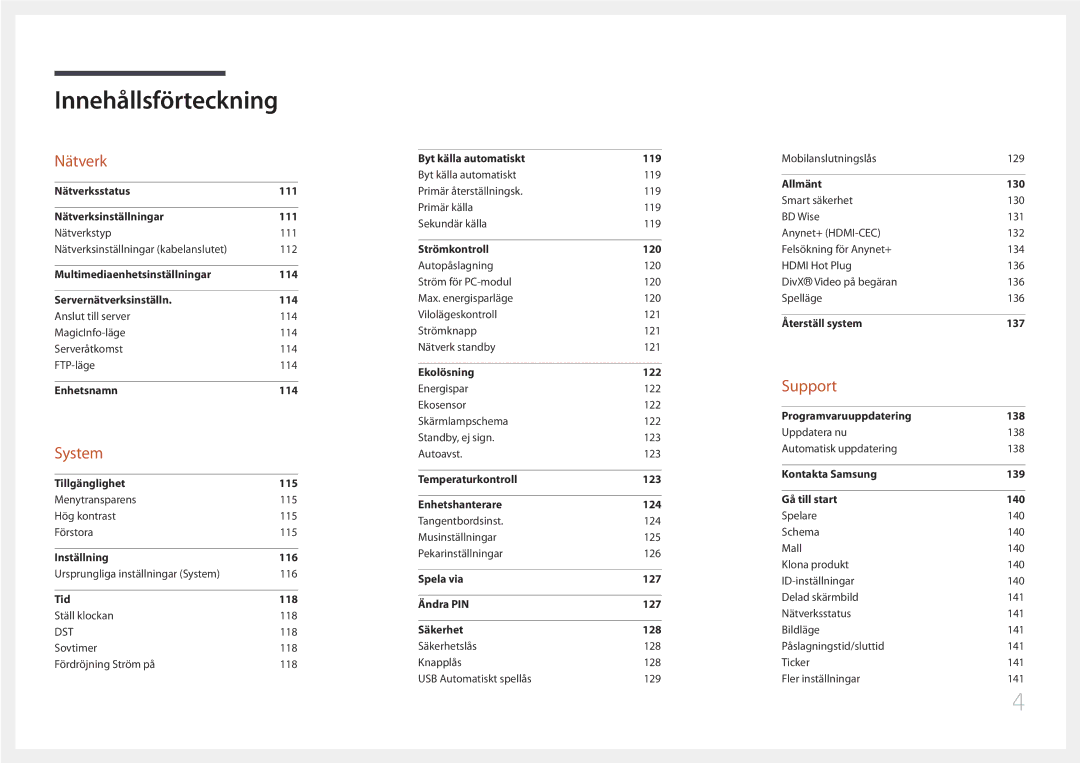 Samsung LH55UDEPLBB/EN manual Nätverk 