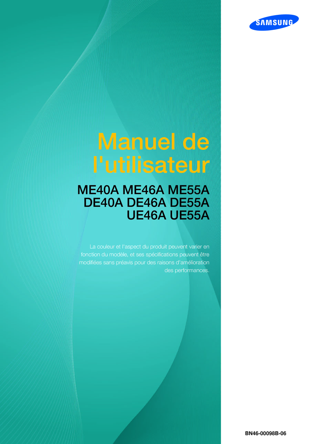 Samsung LH46MEPLGC/EN, LH55UEAPLGC/EN, LH46UEPLGC/EN, LH55UEPLGC/EN, LH40MEPLGC/EN manual Manuel de lutilisateur 