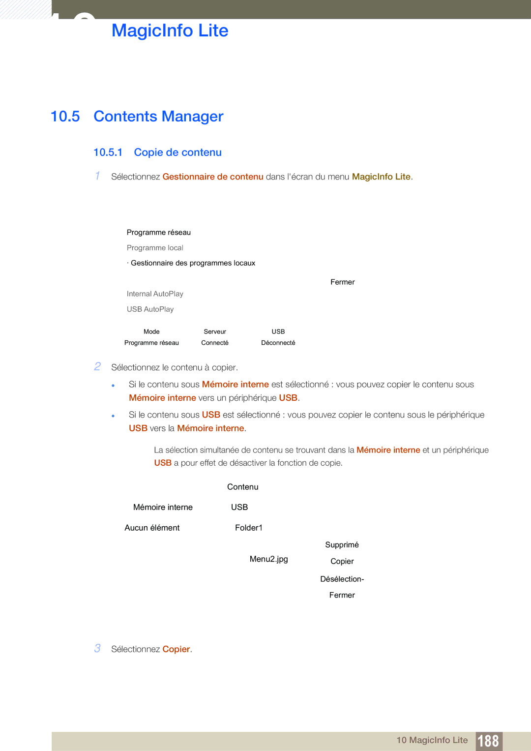 Samsung LH55DEAPLBC/EN, LH55UEAPLGC/EN, LH46MEPLGC/EN, LH46UEPLGC/EN, LH55UEPLGC/EN, LH40MEPLGC/EN manual Contents Manager 