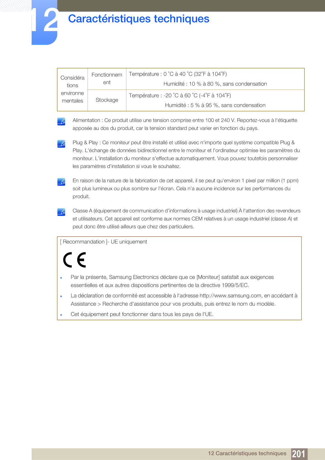 Samsung LH55UEAPLGC/EN, LH46MEPLGC/EN, LH46UEPLGC/EN manual Cet équipement peut fonctionner dans tous les pays de lUE 