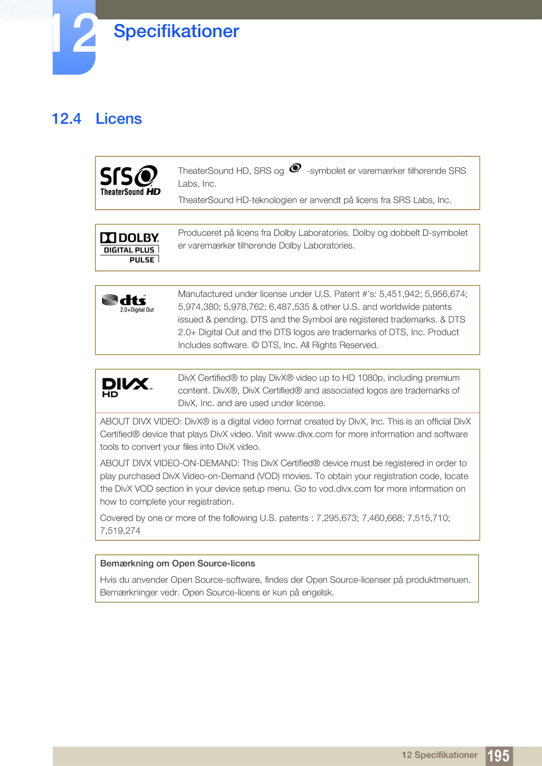 Samsung LH46UEAPLGC/EN, LH55UEAPLGC/EN, LH46MEPLGC/EN, LH46UEPLGC/EN, LH55UEPLGC/EN, LH40MEPLGC/EN, LH55MEPLGC/EN manual Licens 