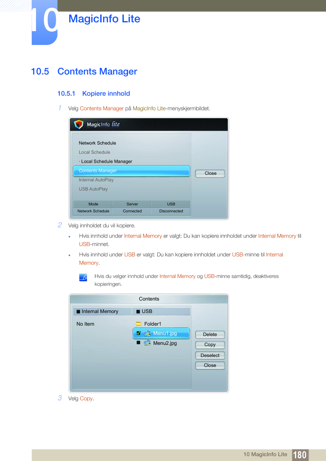 Samsung LH55UEAPLGC/EN, LH46MEPLGC/EN, LH46UEPLGC/EN, LH55UEPLGC/EN, LH40MEPLGC/EN, LH46UEAPLGC/EN manual Contents Manager 