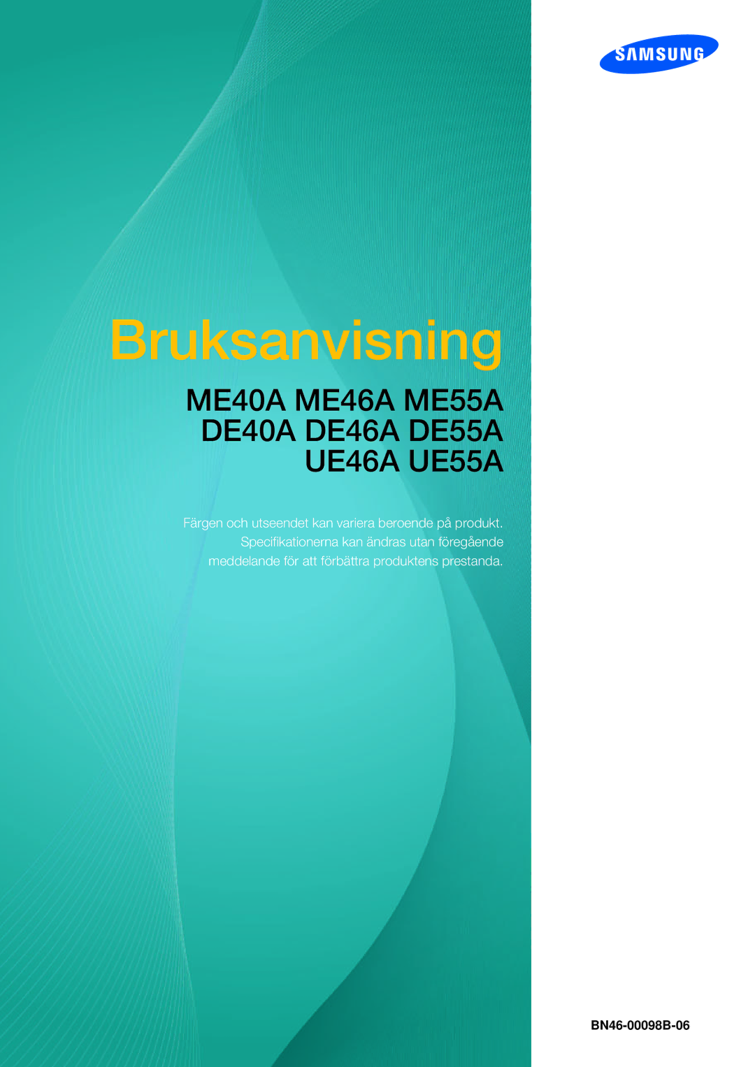 Samsung LH46MEPLGC/EN, LH55UEAPLGC/EN, LH46UEPLGC/EN, LH55UEPLGC/EN, LH40MEPLGC/EN, LH46UEAPLGC/EN manual Bruksanvisning 