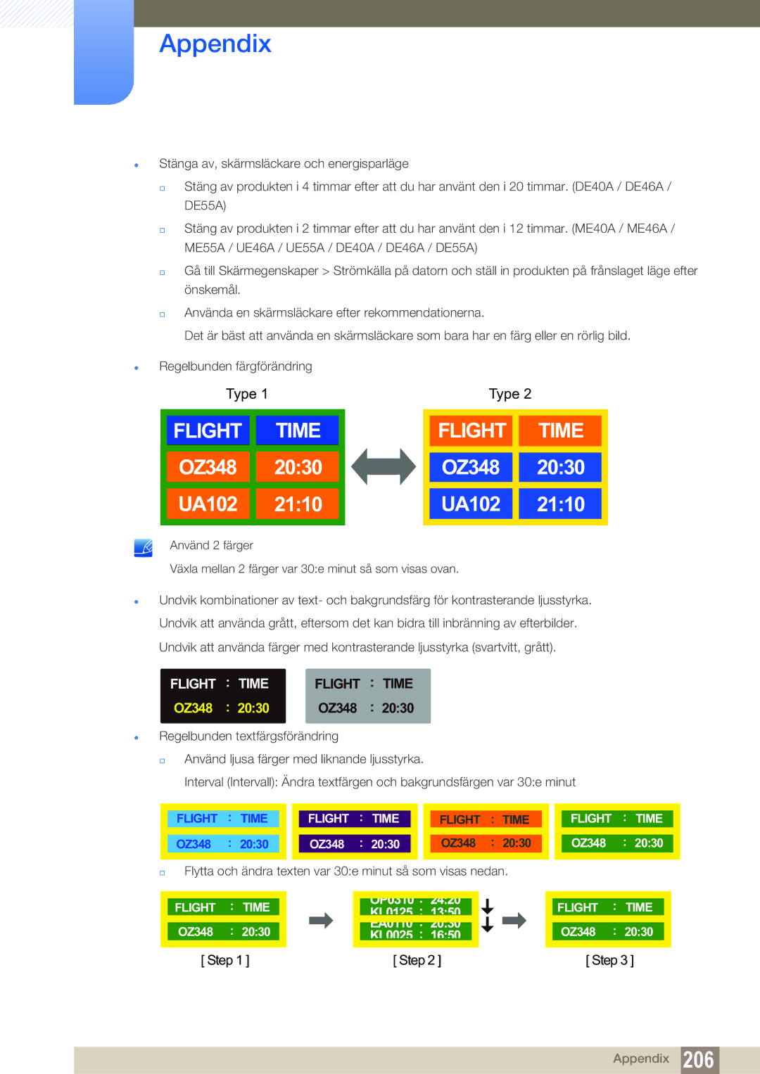 Samsung LH55MEPLGC/EN, LH55UEAPLGC/EN, LH46MEPLGC/EN, LH46UEPLGC/EN, LH55UEPLGC/EN, LH40MEPLGC/EN, LH46UEAPLGC/EN Flight Time 