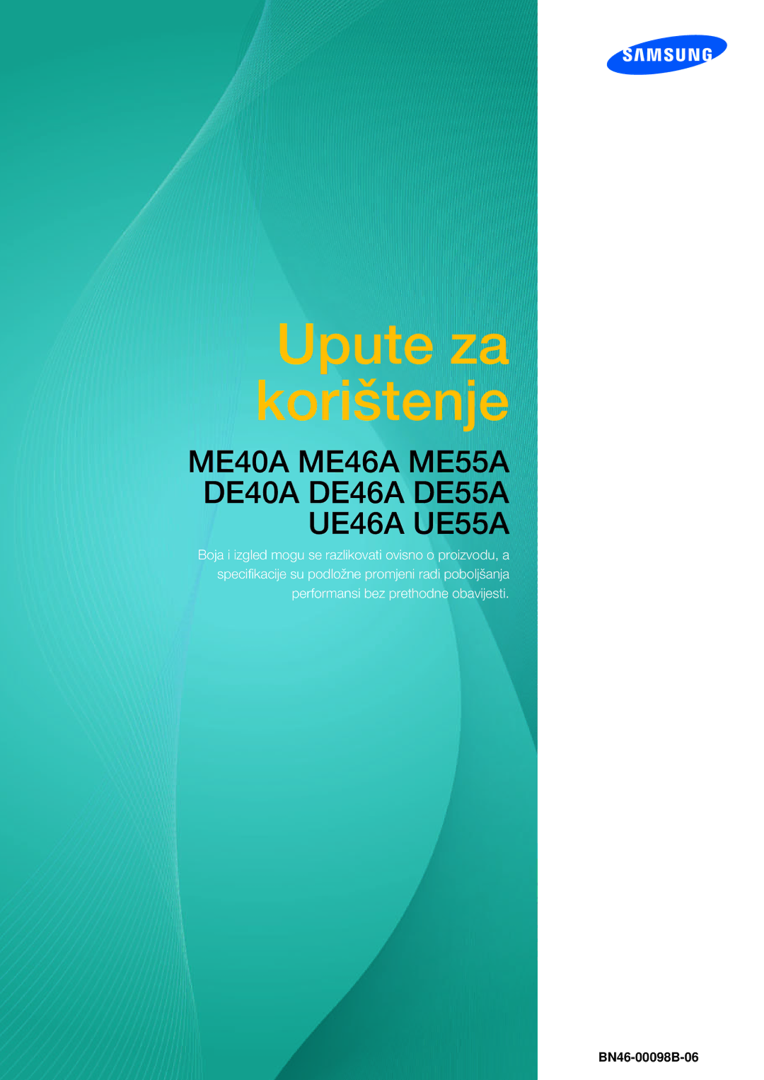 Samsung LH46UEPLGC/EN, LH55UEAPLGC/EN, LH40MEPLGC/EN, LH46UEAPLGC/EN, LH55MEPLGC/EN, LH46DEAPLBC/EN manual Upute za korištenje 