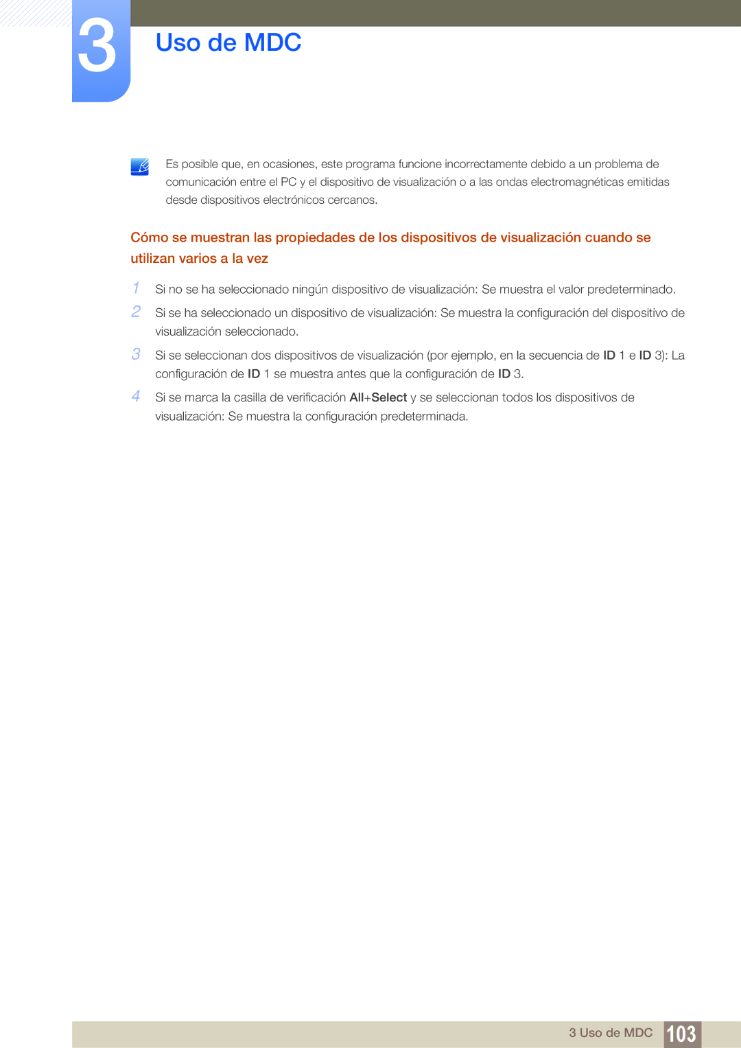 Samsung LH46UEAPLGC/EN, LH55UEAPLGC/EN, LH46UEPLGC/EN, LH55MEBPLGC/EN, LH55UEPLGC/EN, LH46MEBPLGC/EN, LH40MEBPLGC/EN Uso de MDC 