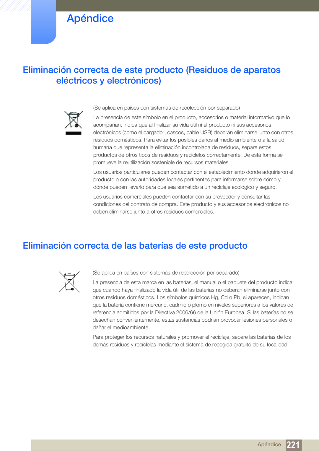 Samsung LH46MEBPLGC/EN, LH55UEAPLGC/EN, LH46UEPLGC/EN, LH55MEBPLGC/EN Eliminación correcta de las baterías de este producto 