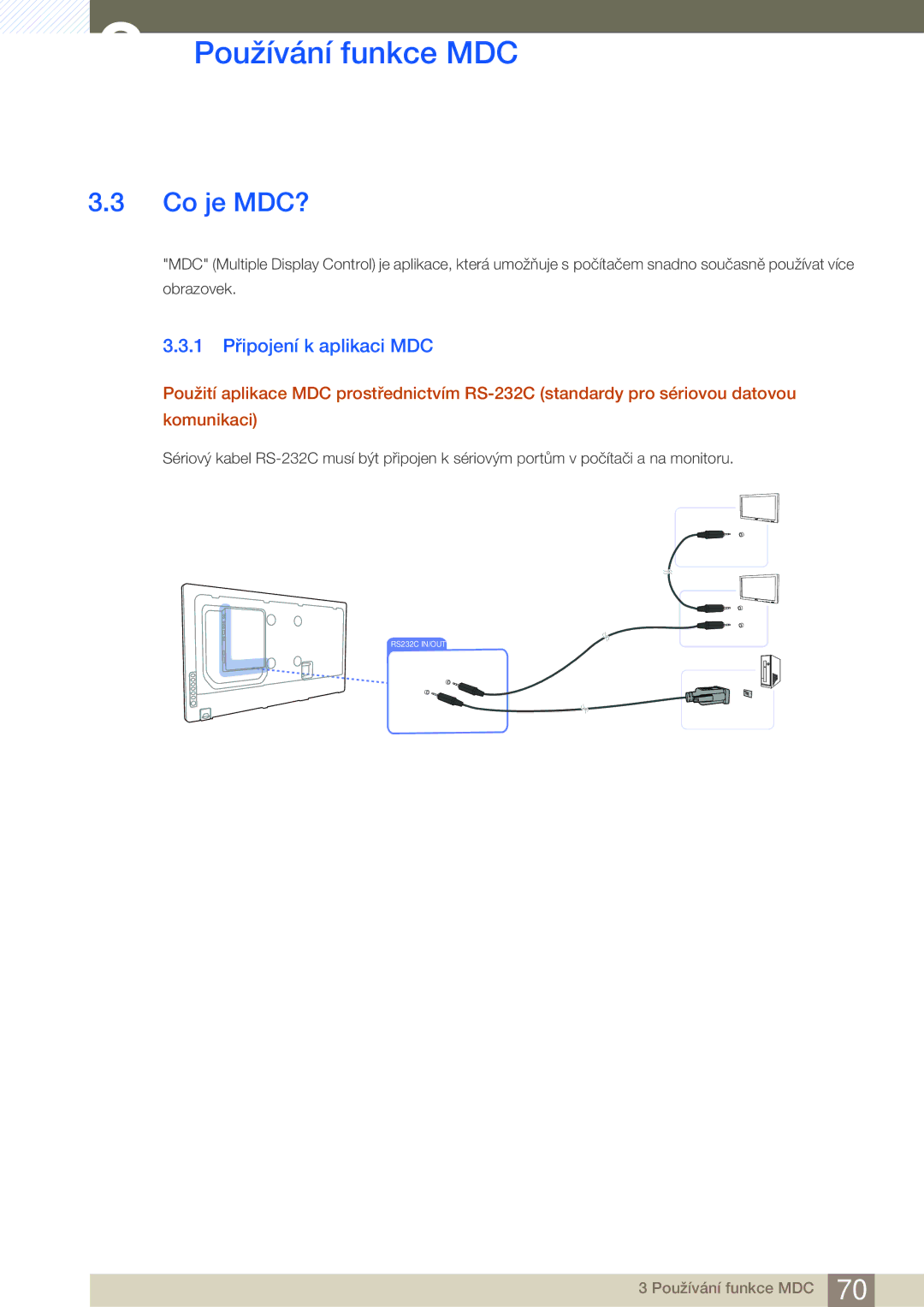 Samsung LH40MEBPLGC/EN, LH55UEAPLGC/EN, LH46UEPLGC/EN, LH55MEBPLGC/EN, LH55UEPLGC/EN Co je MDC?, 1 Připojení k aplikaci MDC 