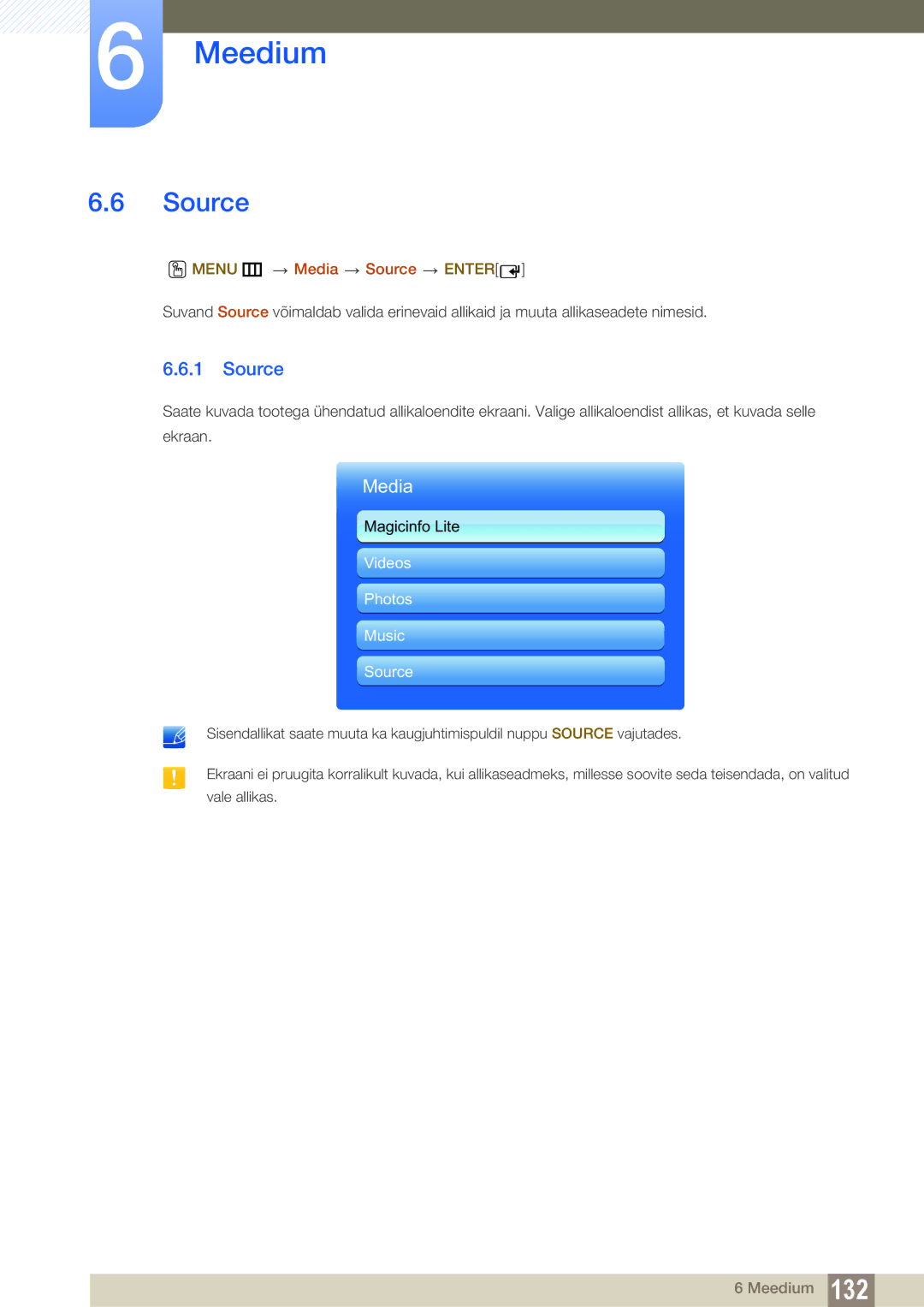 Samsung LH55UEAPLGC/EN, LH55MEBPLGC/EN, LH55UEPLGC/EN, LH46MEBPLGC/EN, LH40MEBPLGC/EN manual Menu m Media Source Enter 