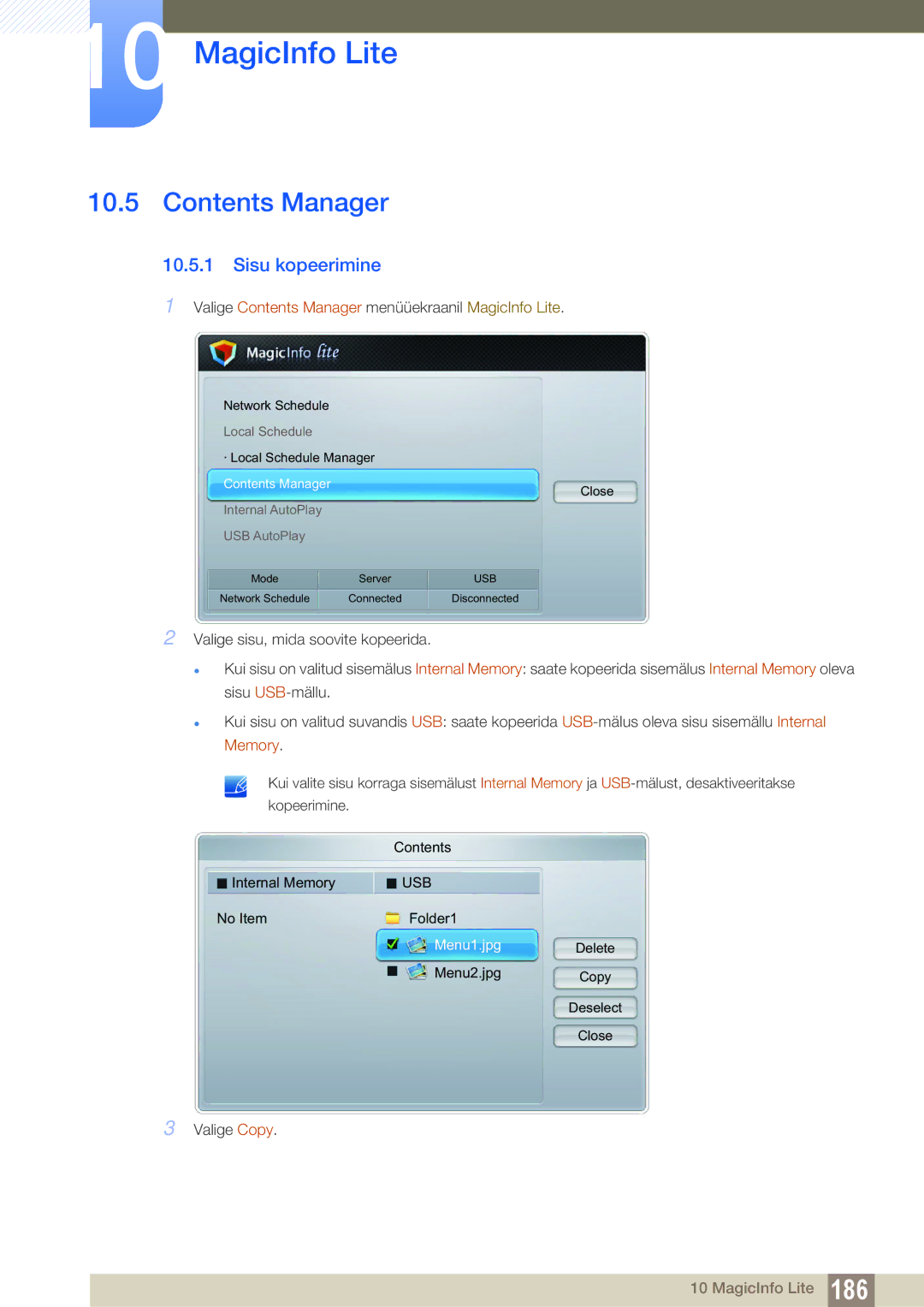 Samsung LH55UEAPLGC/EN, LH55MEBPLGC/EN, LH55UEPLGC/EN, LH46MEBPLGC/EN, LH40MEBPLGC/EN, LH32MEBPLGC/EN manual Contents Manager 