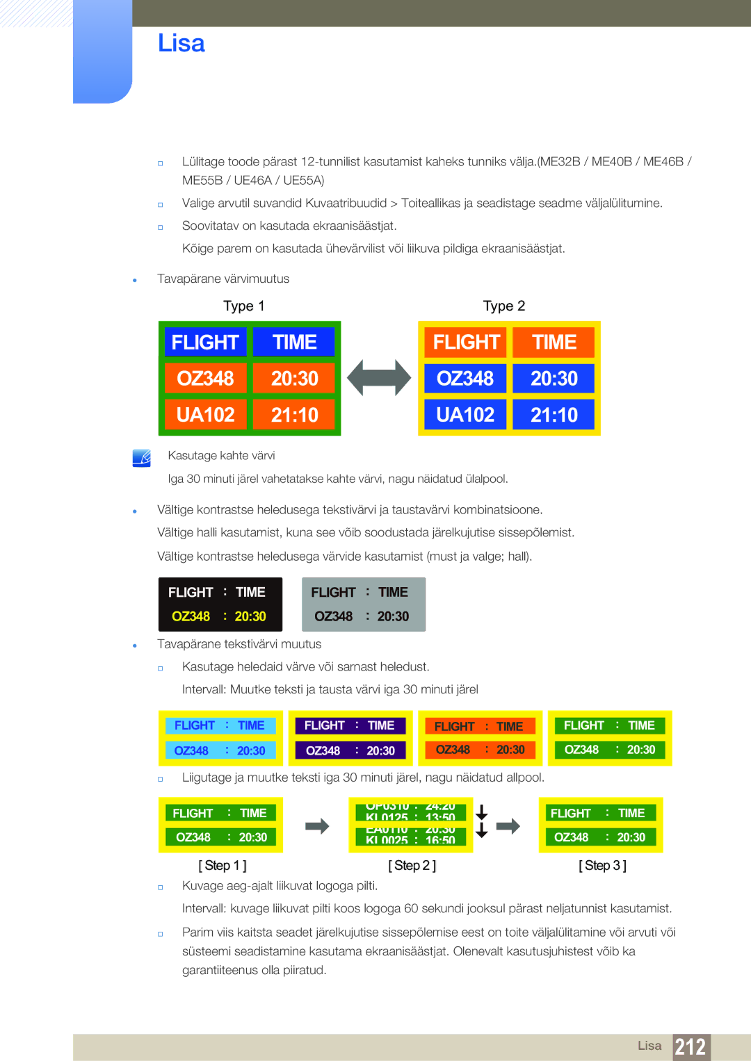 Samsung LH55UEPLGC/EN, LH55UEAPLGC/EN, LH55MEBPLGC/EN, LH46MEBPLGC/EN, LH40MEBPLGC/EN, LH32MEBPLGC/EN manual Flight Time 