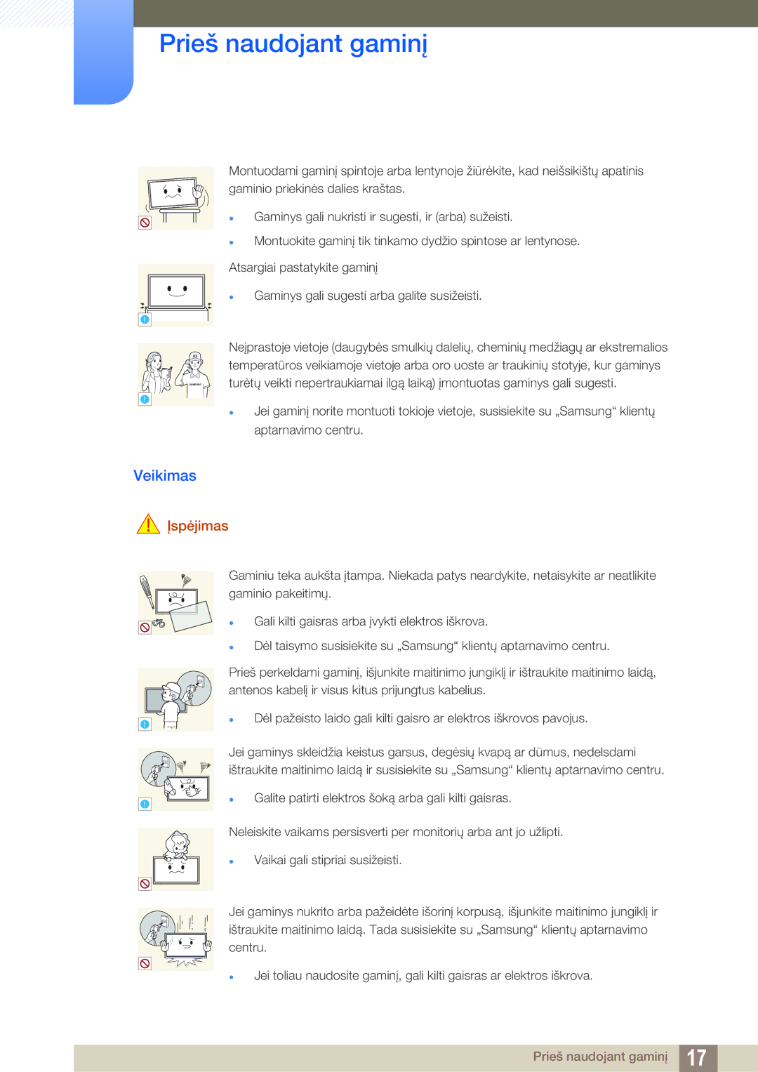 Samsung LH32MEBPLGC/EN, LH55UEAPLGC/EN, LH55MEBPLGC/EN, LH55UEPLGC/EN, LH46MEBPLGC/EN, LH40MEBPLGC/EN manual Veikimas 