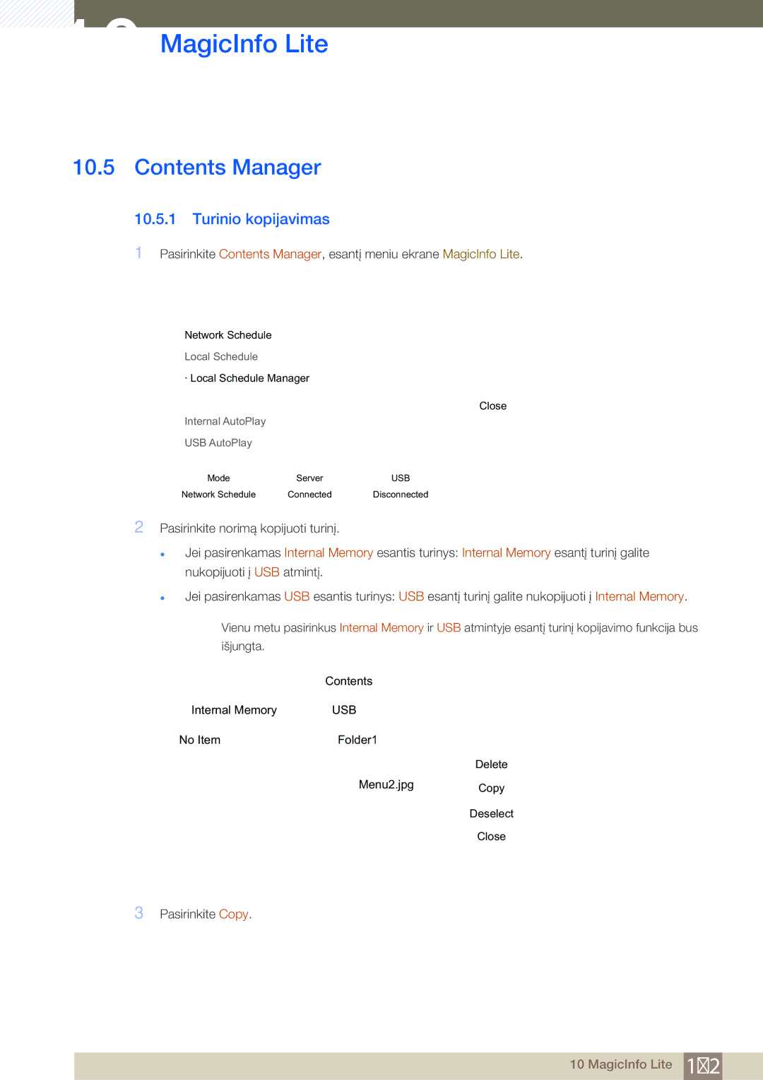 Samsung LH55UEPLGC/EN, LH55UEAPLGC/EN, LH55MEBPLGC/EN, LH46MEBPLGC/EN, LH40MEBPLGC/EN, LH32MEBPLGC/EN manual Contents Manager 