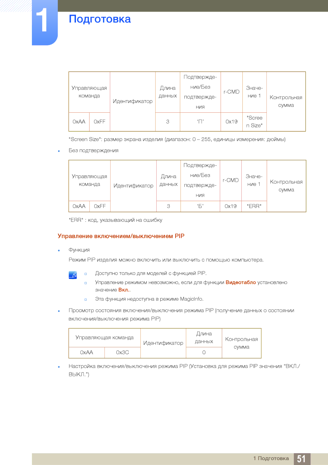 Samsung LH46MEBPLGC/EN, LH55UEAPLGC/EN, LH55MEBPLGC/EN, LH55UEPLGC/EN, LH40MEBPLGC/EN Управление включением/выключением PIP 