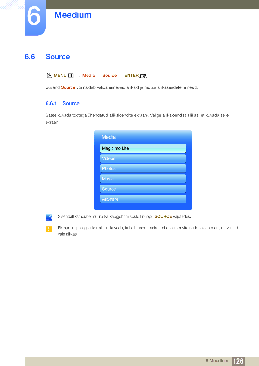 Samsung LH55UEAPLGC/EN, LH55UEPLGC/EN, LH46DEAPLBC/EN manual Menu m Media Source Enter 