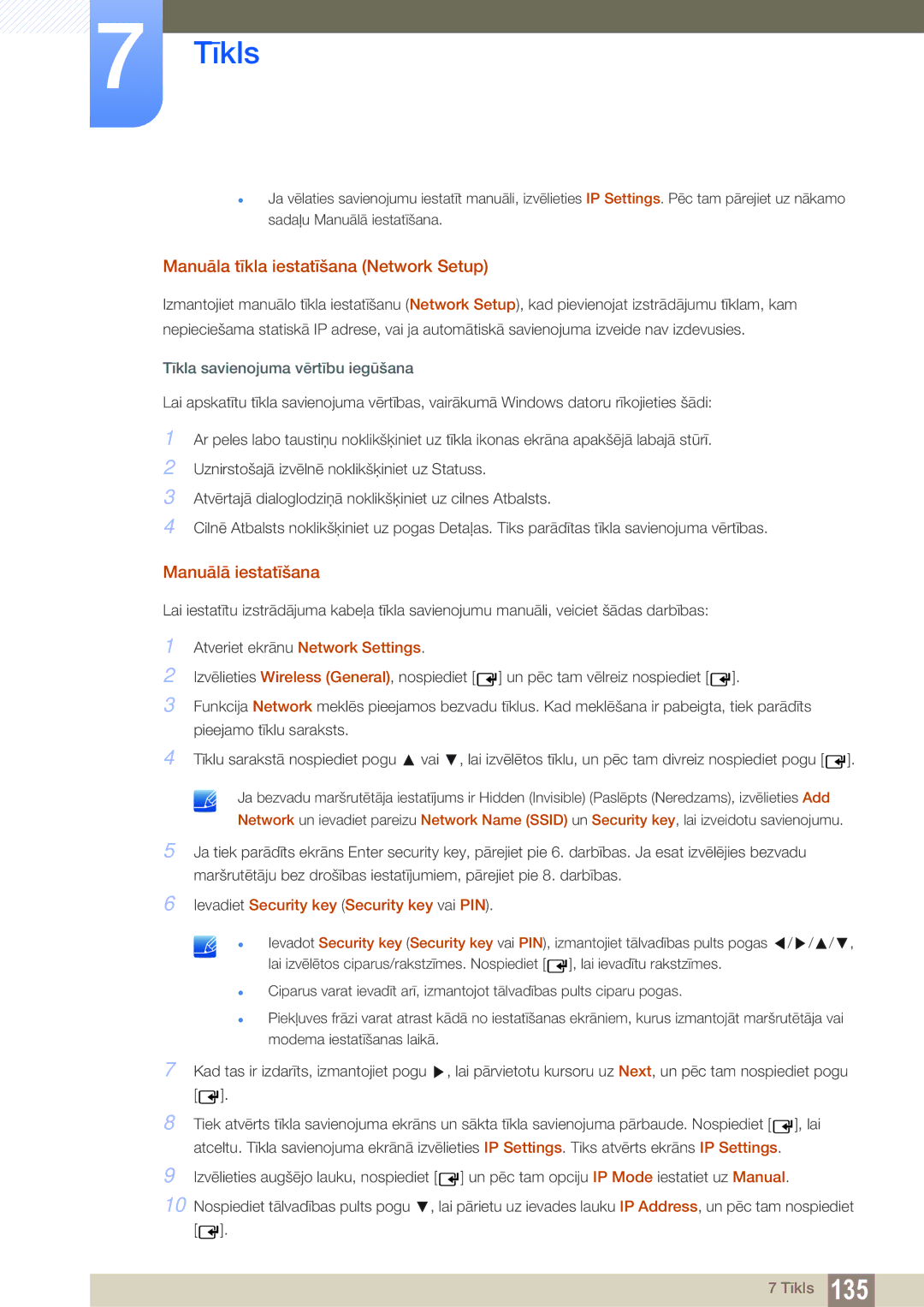 Samsung LH55UEAPLGC/EN, LH55UEPLGC/EN, LH46DEAPLBC/EN manual Manuāla tīkla iestatīšana Network Setup, Manuālā iestatīšana 