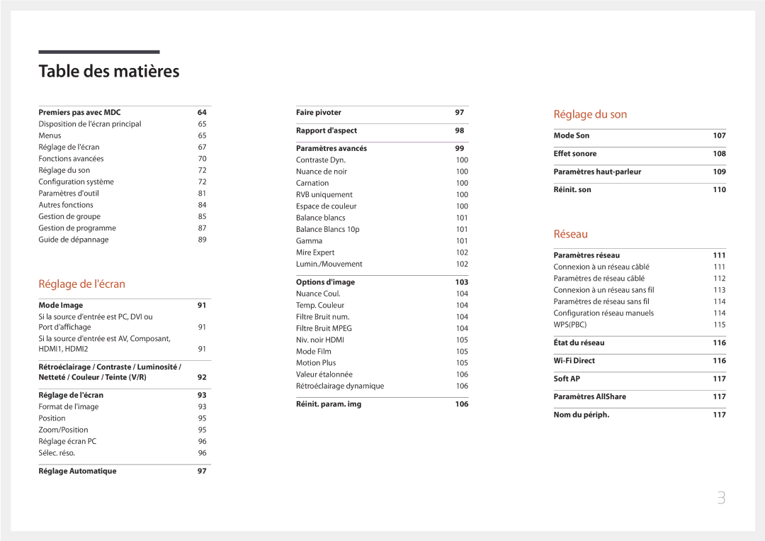 Samsung LH46UECPLGC/EN, LH55UECPLGC/EN manual Réglage du son 