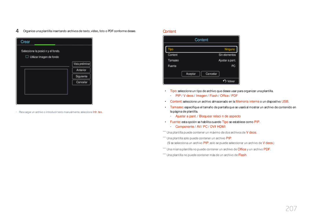 Samsung LH46UECPLGC/EN, LH55UECPLGC/EN manual 207, Ajustar a pant. / Bloquear relación de aspecto 