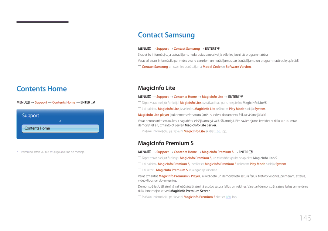 Samsung LH55UECPLGC/EN manual Contents Home, Contact Samsung 