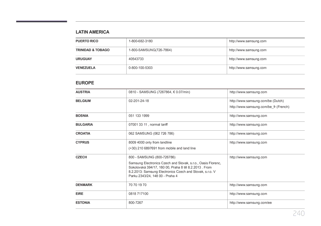 Samsung LH55UECPLGC/EN manual 240 