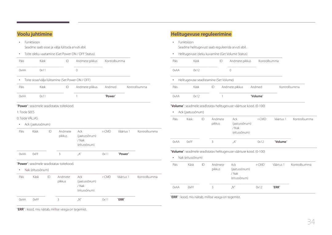 Samsung LH55UECPLGC/EN manual Voolu juhtimine, Helitugevuse reguleerimine 