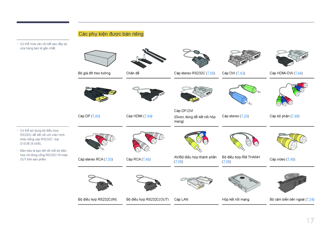 Samsung LH46UECPLGC/XY, LH55UECPLGC/XY manual Các phu kiện được bán riêng, Mạng 