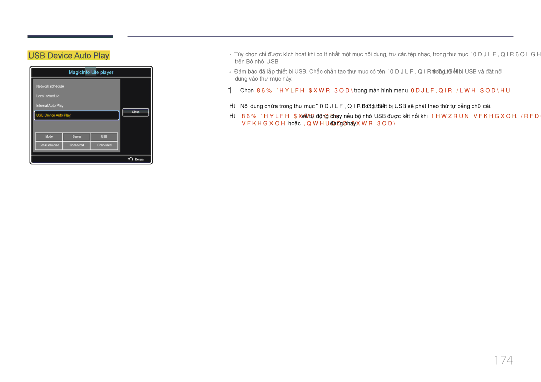 Samsung LH55UECPLGC/XY, LH46UECPLGC/XY manual 174, USB Device Auto Play 