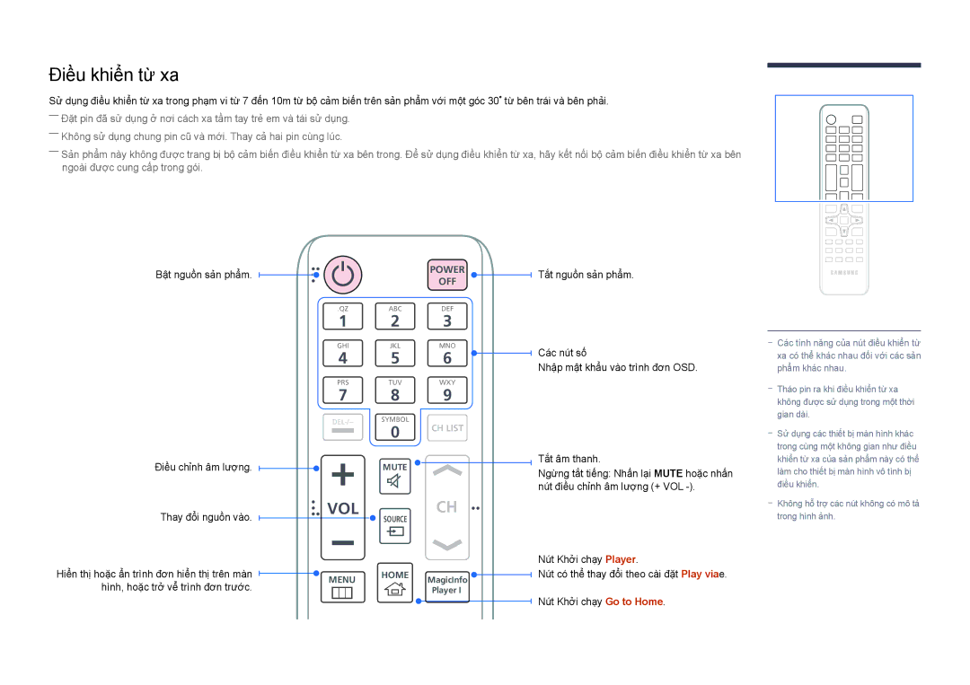 Samsung LH46UEDPLGC/XY, LH55UEDPLGC/XY, LH46UEDPLGC/XV, LH55UEDPLGC/XV manual Điều khiển từ xa, Vol 