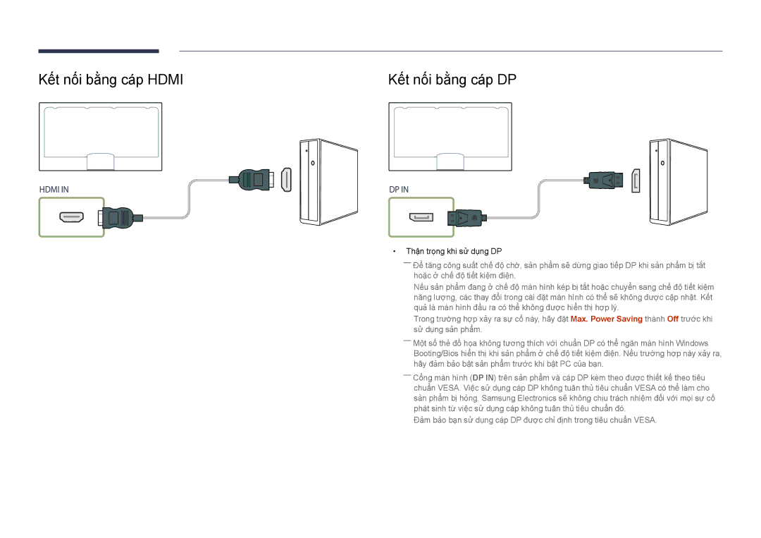 Samsung LH46UEDPLGC/XY, LH55UEDPLGC/XY, LH46UEDPLGC/XV, LH55UEDPLGC/XV manual Kêt nôi băng cap Hdmi, Kêt nôi băng cap DP 