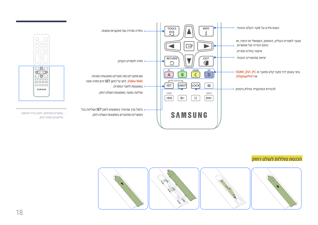 Samsung LH55UHFHLBB/CH manual קוחר טלשל תוללוס תסנכה, DisplayPort וא 