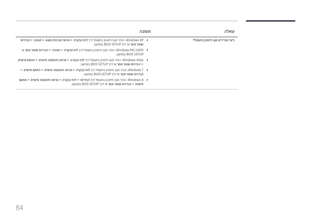 Samsung LH55UHFHLBB/CH manual בשחמב Bios Setup ךרד וא ךסמ רמוש תורדגה ← תישיא 