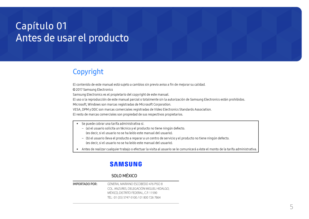 Samsung LH55UHFHLBB/EN manual Antes de usar el producto, Copyright, TEL 01 55 5747-5100 / 01 800 726 