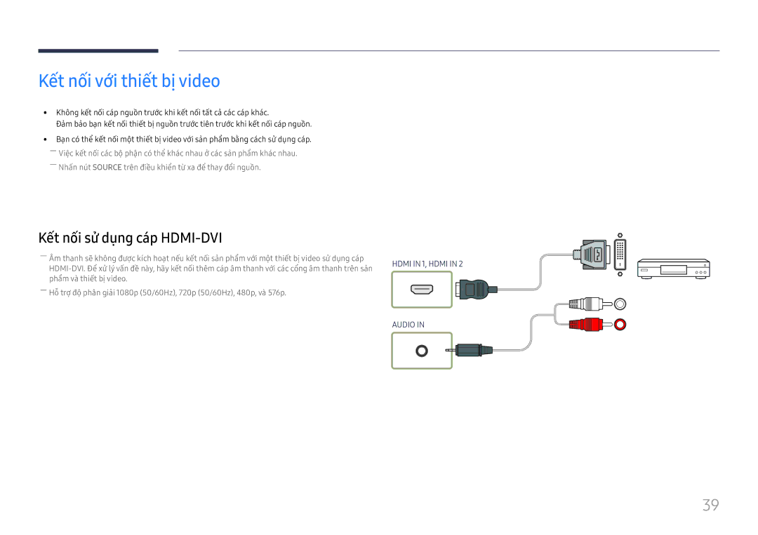 Samsung LH55UHFHLBB/XV manual Kêt nôi vơi thiêt bị video 