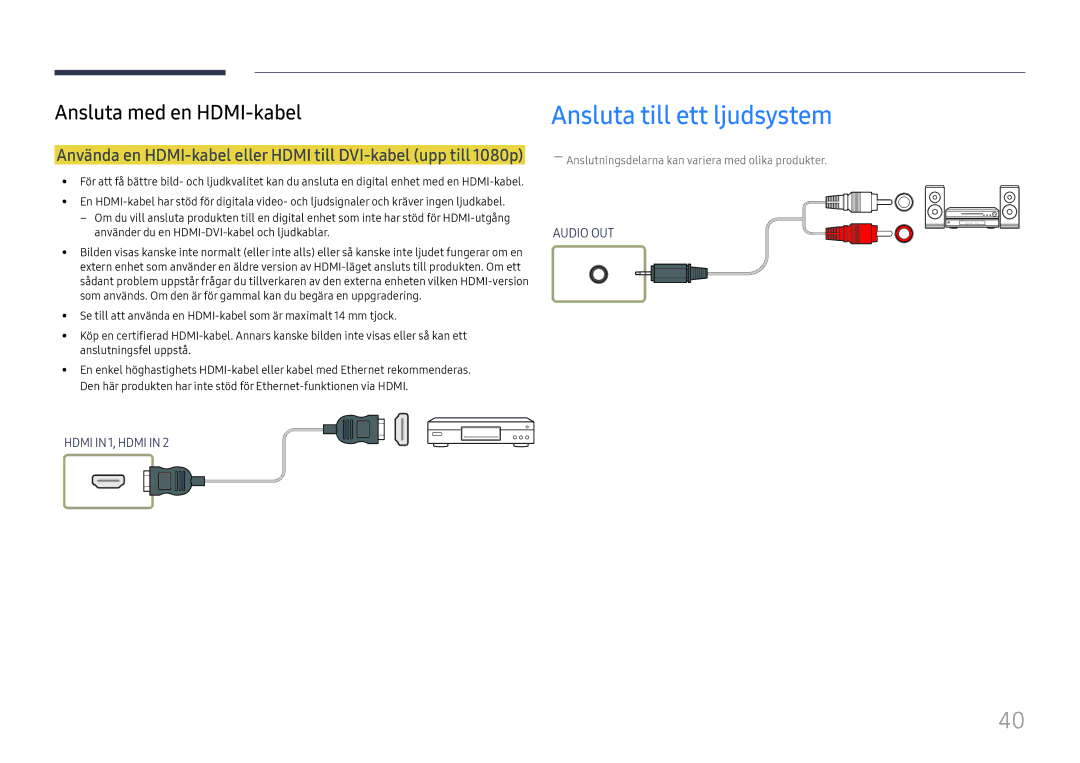 Samsung LH55UMHHLBB/EN, LH55UHFHLBB/EN manual Ansluta till ett ljudsystem 