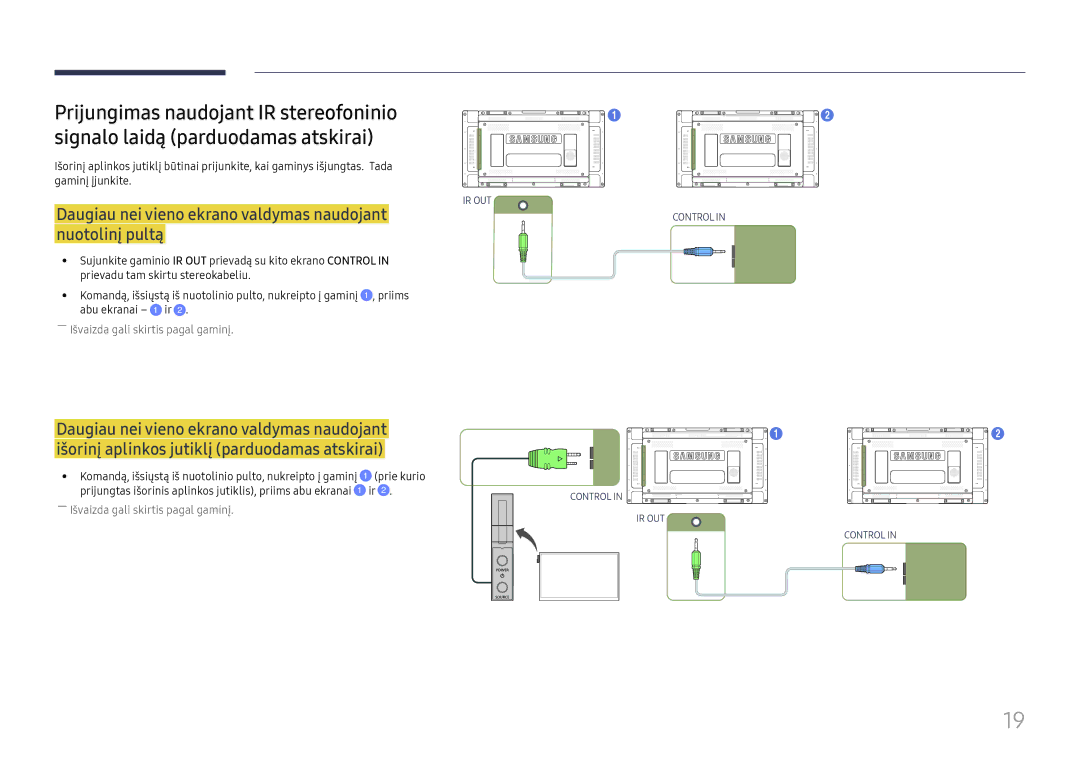 Samsung LH55UMHHLBB/EN manual Daugiau nei vieno ekrano valdymas naudojant nuotolinį pultą 