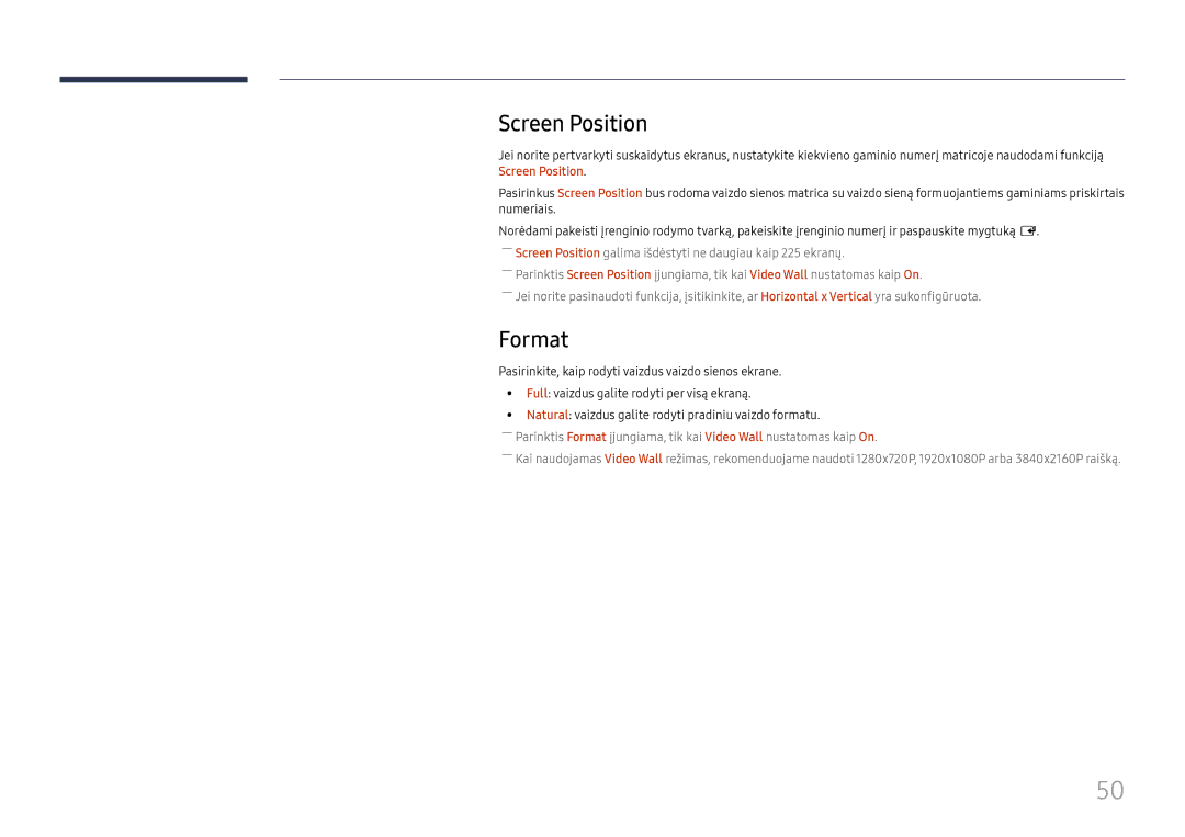 Samsung LH55UMHHLBB/EN manual Screen Position, Format 