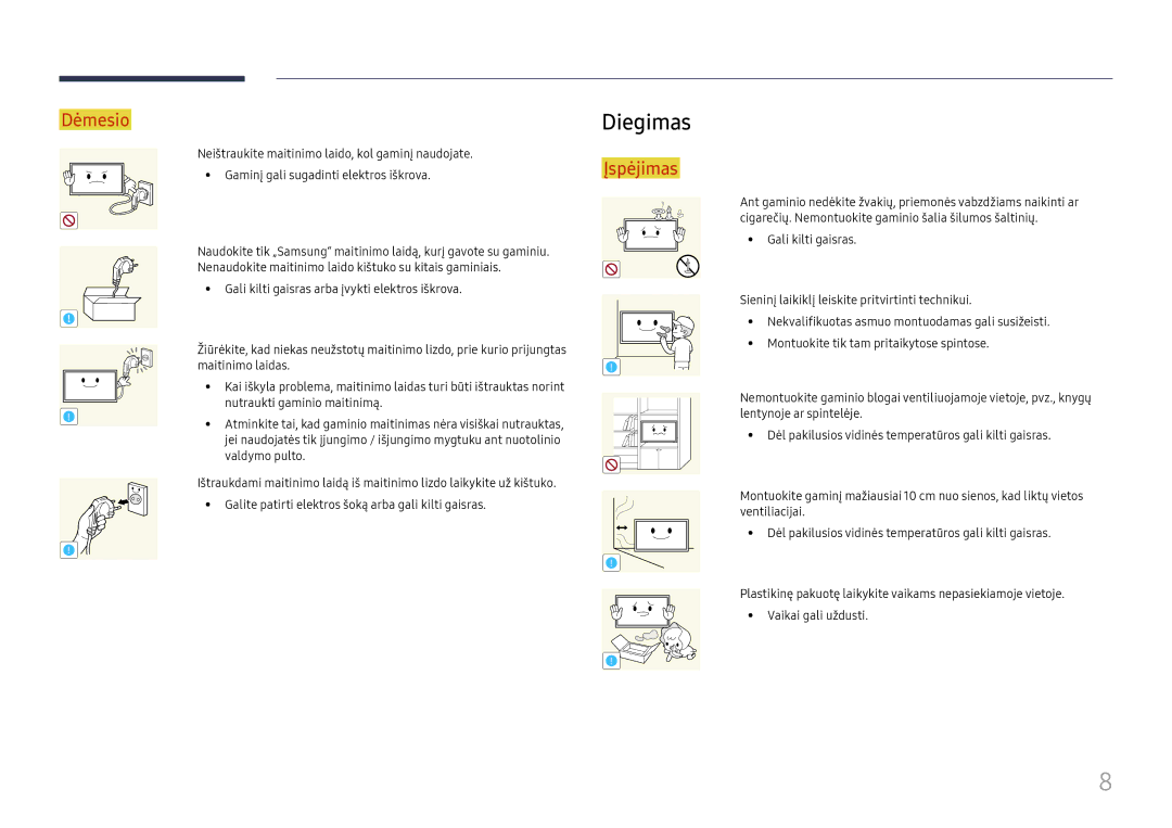 Samsung LH55UMHHLBB/EN manual Diegimas 