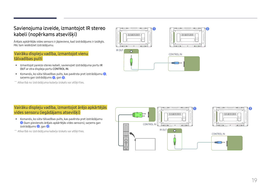 Samsung LH55UMHHLBB/EN manual Vairāku displeju vadība, izmantojot vienu tālvadības pulti 