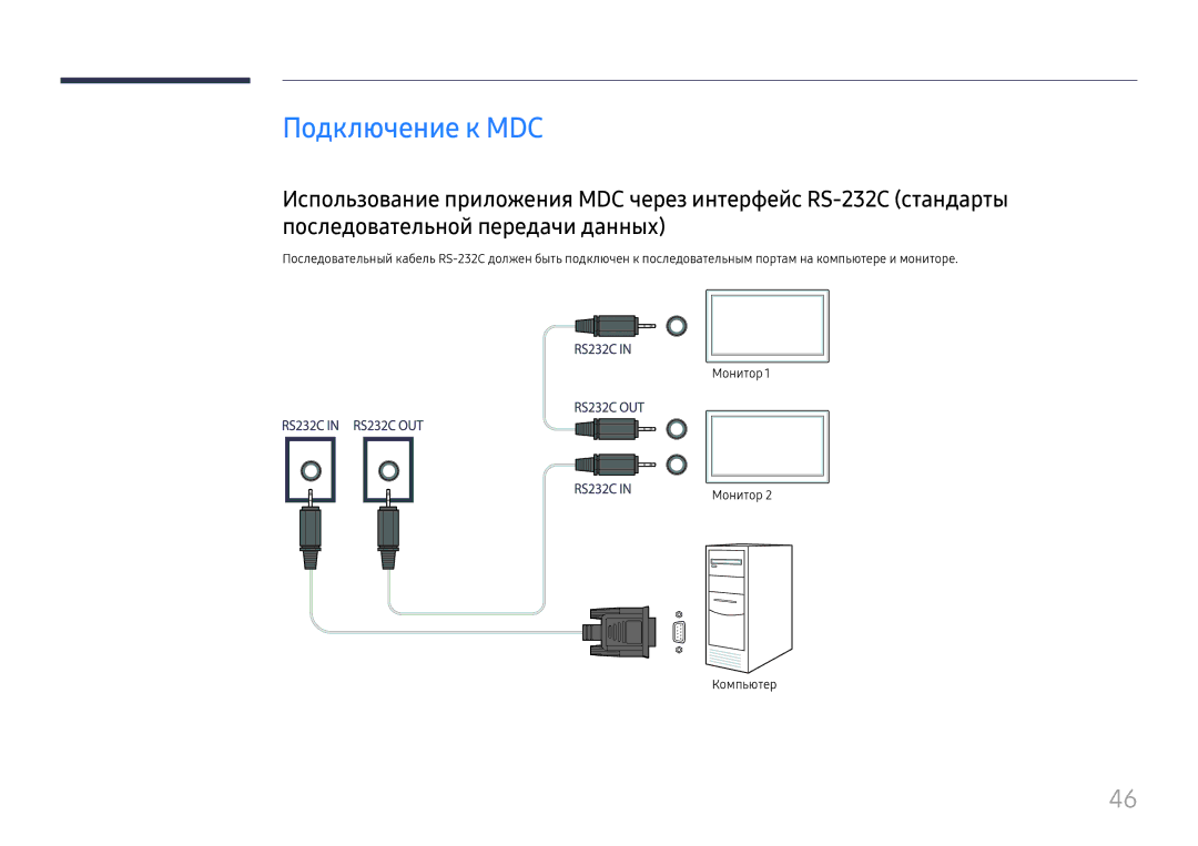 Samsung LH55UMHHLBB/EN manual Подключение к MDC 